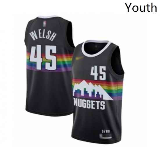 Youth Denver Nuggets #45 Thomas Welsh Swingman Black Basketball Jersey - 2019 20 City Edition